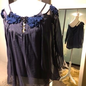 Dark blue long sleeve blouse